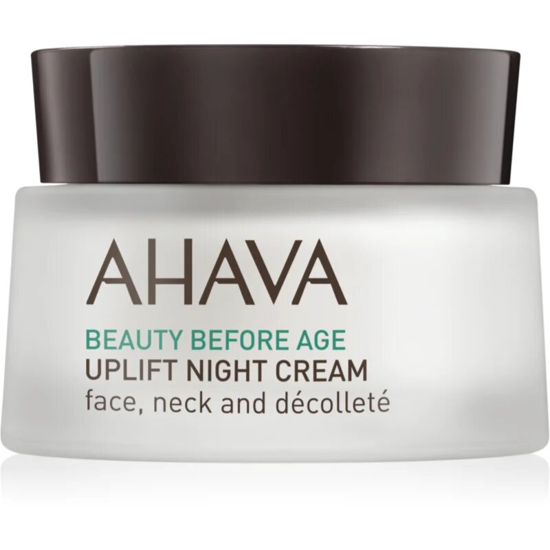 Ahava Beauty Before Age nočna lifting krema za učvrstitev kože za obraz vrat in dekolte 50 ml
