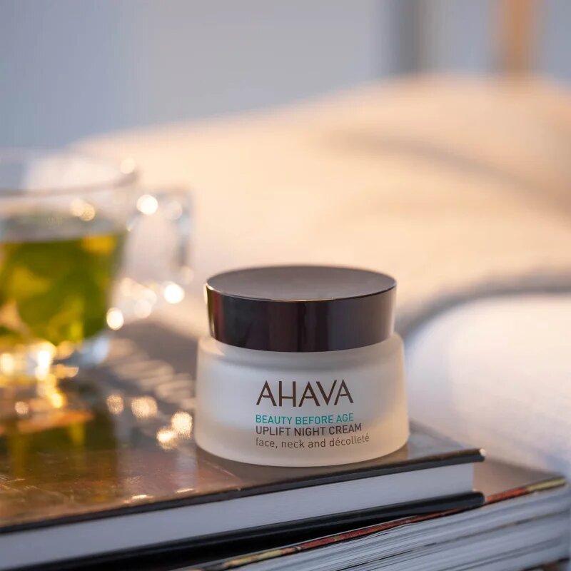 Ahava Beauty Before Age nočna lifting krema za učvrstitev kože za obraz vrat in dekolte 50 ml
