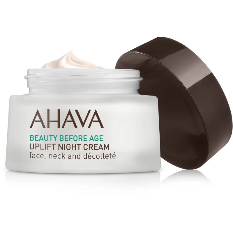 Ahava Beauty Before Age nočna lifting krema za učvrstitev kože za obraz vrat in dekolte 50 ml