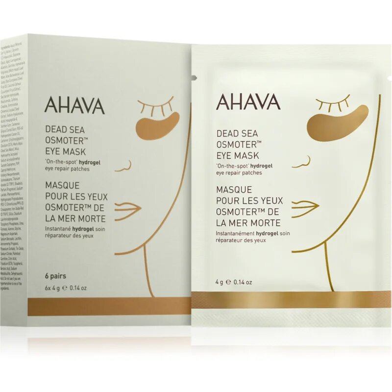 Ahava Youth Boosters Osmoter™ hidrogel maska za predel okoli oči za osvetljevanje kože in hidratacijo 6x4 g