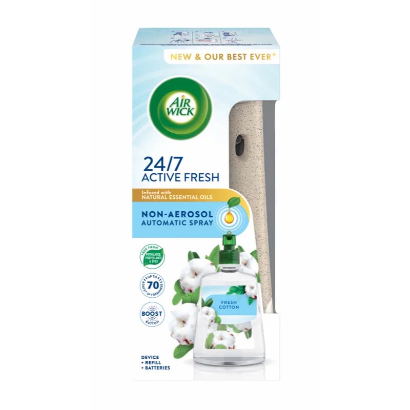 Air Wick Active Fresh Linen & White Orchid avtomatski osvežilec zraka s polnilom 228 ml