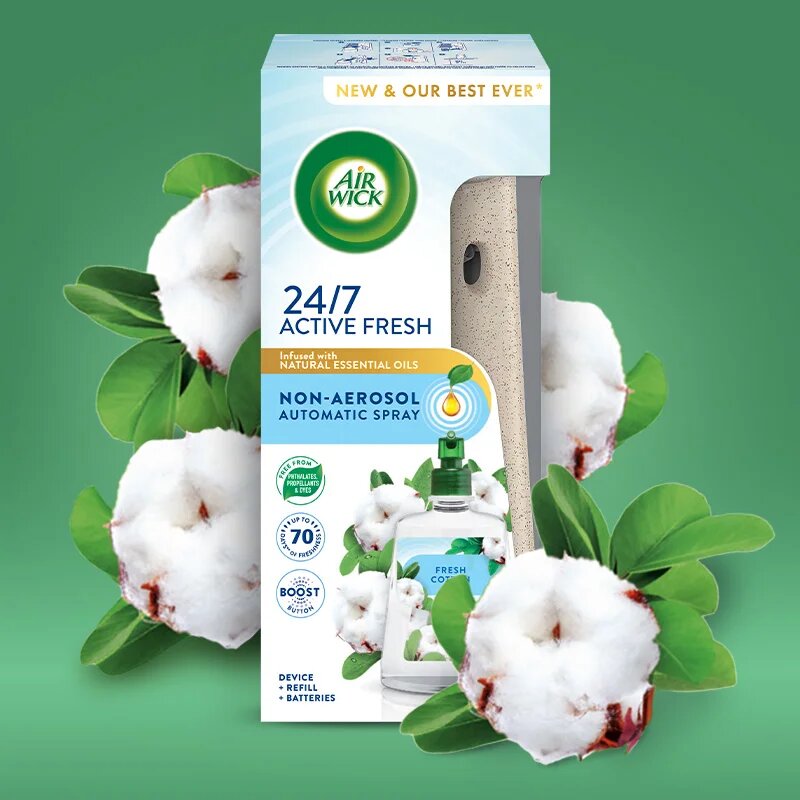 Air Wick Active Fresh Linen & White Orchid avtomatski osvežilec zraka s polnilom 228 ml