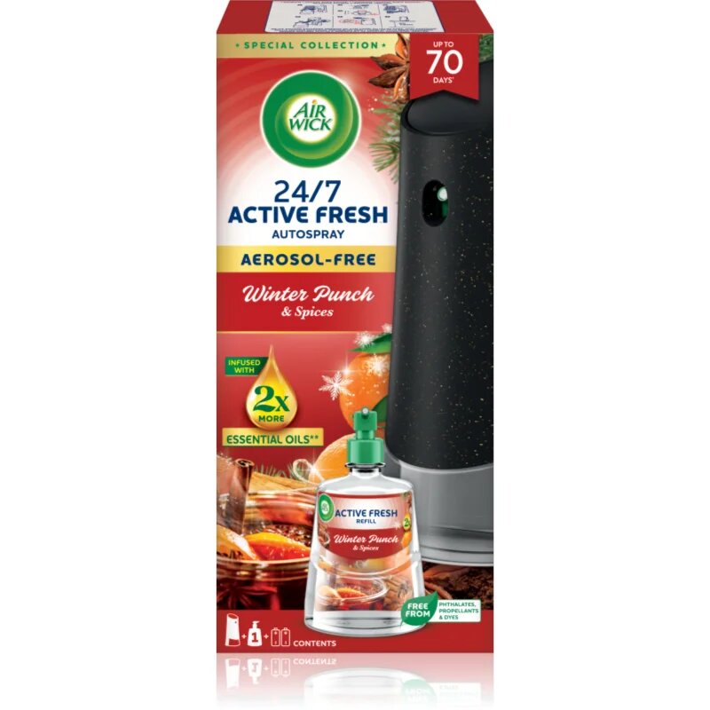 Air Wick Active Fresh Winter Punch & Spices avtomatski osvežilec zraka s polnilom 228 ml