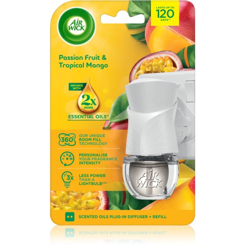 Air Wick Electric Passion Fruit & Tropical Mango električni osvežilec zraka s polnilom 199 ml