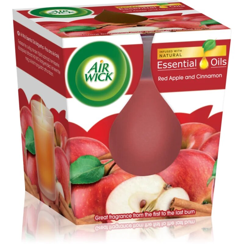 Air Wick Essential Oil Red Apple & Cinnamon dišeča sveča 105 g