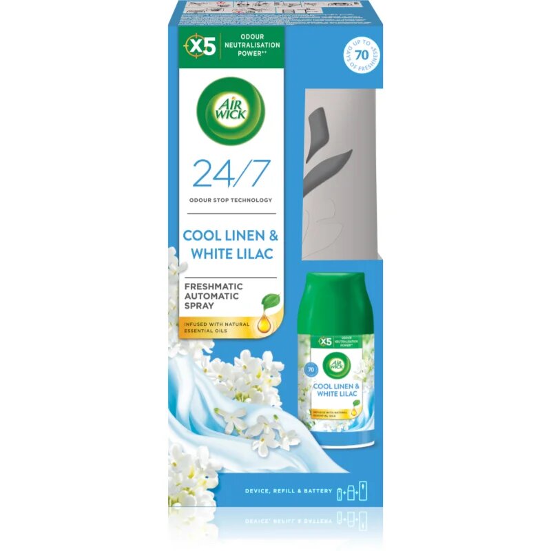 Air Wick Freshmatic Cool Linen & White Lilac avtomatski osvežilec zraka s polnilom 250 ml