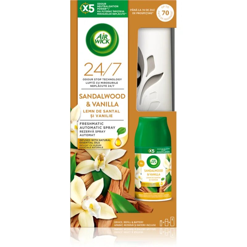 Air Wick Freshmatic Sandalwood & Vanilla avtomatski osvežilec zraka s polnilom 250 ml