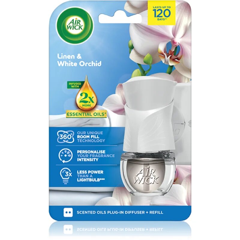 Air Wick Linen & White Orchid električni osvežilec zraka s polnilom 19 ml