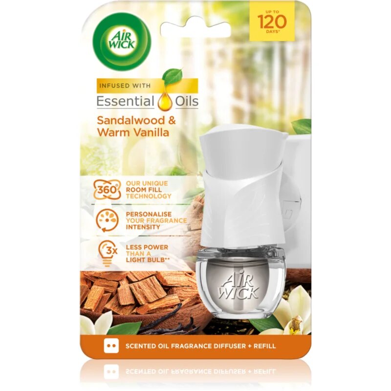 Air Wick Sandalwood & Warm Vanilla električni osvežilec zraka s polnilom 19 ml