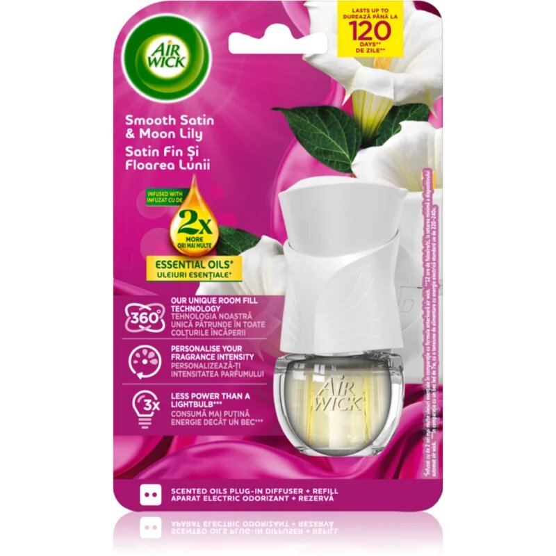Air Wick Smooth Satin & Moon Lily Electric električni osvežilec zraka s polnilom 19 ml