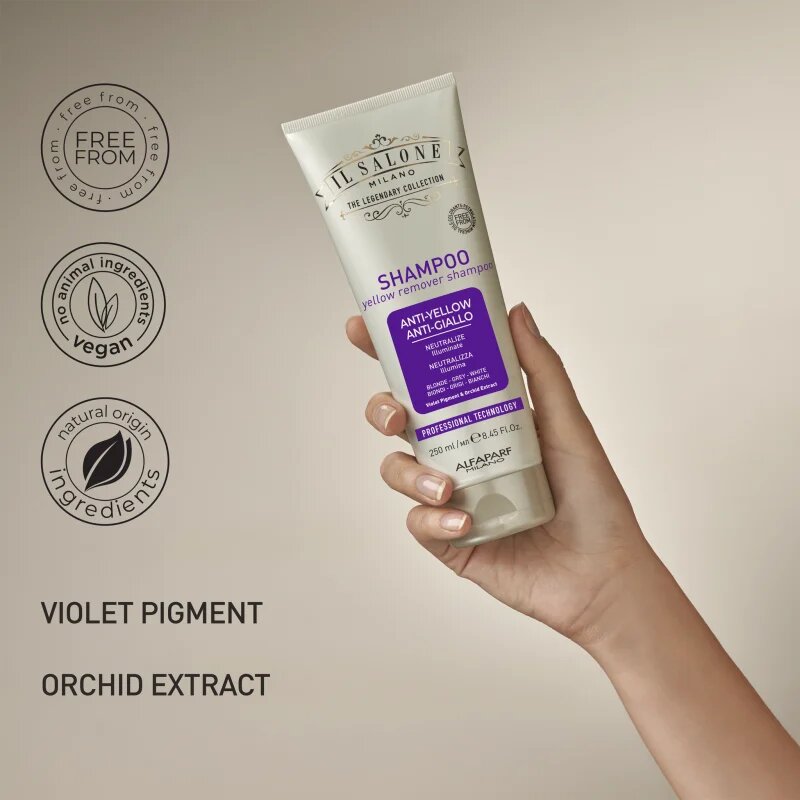 Alfaparf Milano Il Salone Milano Anti-yellow vijoličen šampon za nevtralizacijo rumenih odtenkov 250 ml
