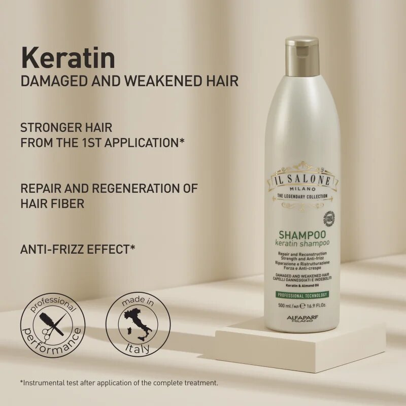Alfaparf Milano Il Salone Milano Keratin obnovitveni šampon za poškodovane lase 500 ml