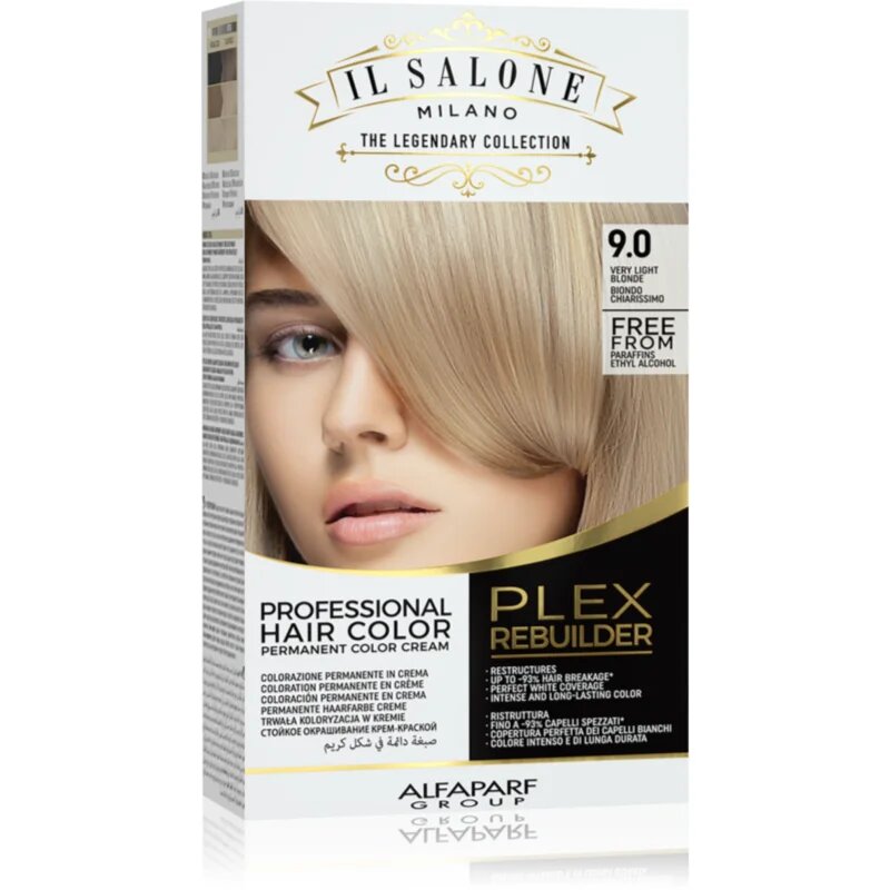 Alfaparf Milano Il Salone Milano Plex Rebuilder permanentna barva za lase odtenek 9.0 - Very Light Blonde 1 kos