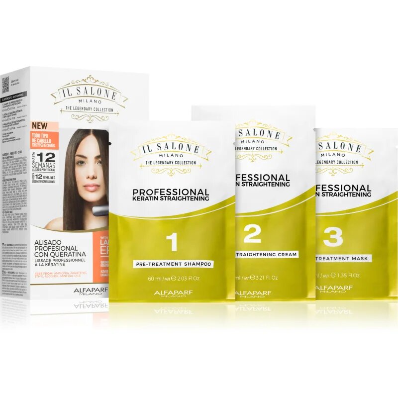 Alfaparf Milano Il Salone Milano Straightening Kit gladilna nega za občutljive lase Illuminating Linseed Oil 1 kos
