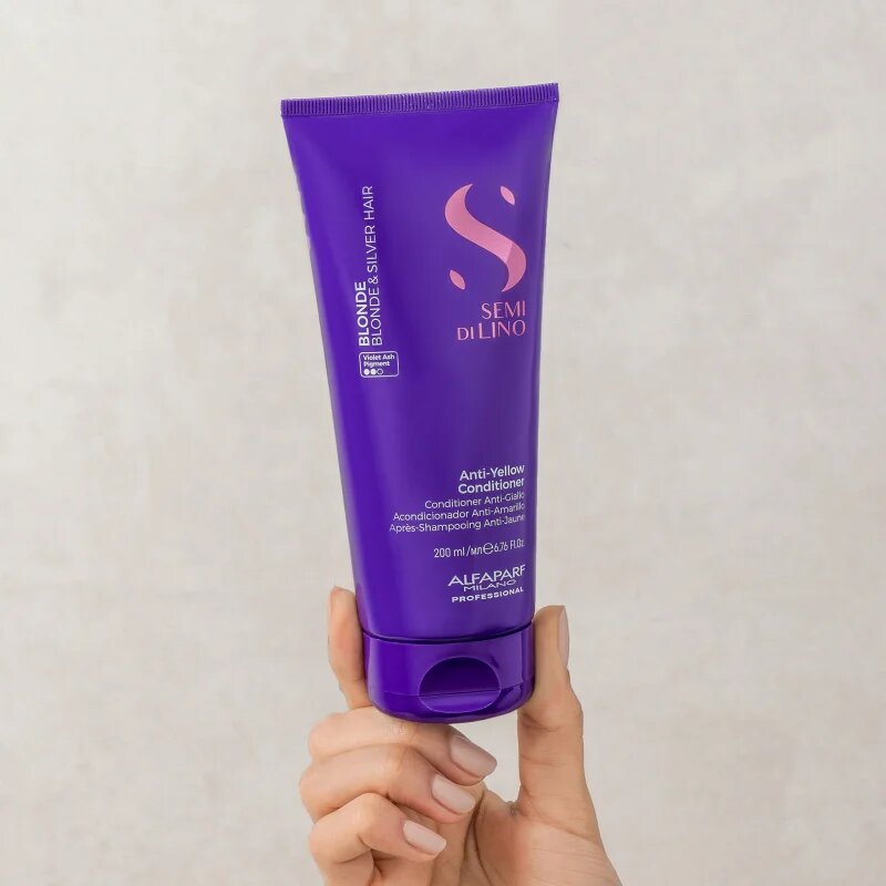 Alfaparf Milano Semi di Lino Blonde vijoličen balzam za blond lase in lase s prameni 200 ml