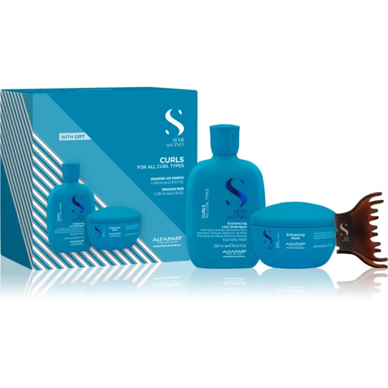 Alfaparf Milano Semi Di Lino Curls Duo Kit darilni set za vse tipe kodrastih las 3 kos