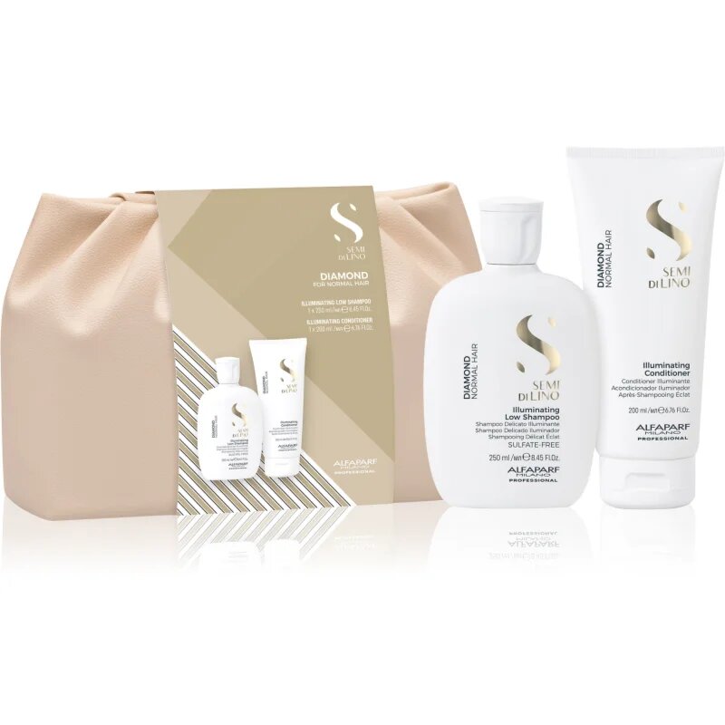 Alfaparf Milano Semi di Lino Diamond Duo Kit darilni set za osvetljevanje kože in hidratacijo 2 kos