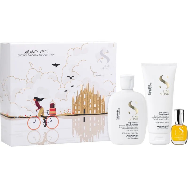 Alfaparf Milano Semi di Lino Diamond Holiday Kit darilni set za sijaj in mehkobo las