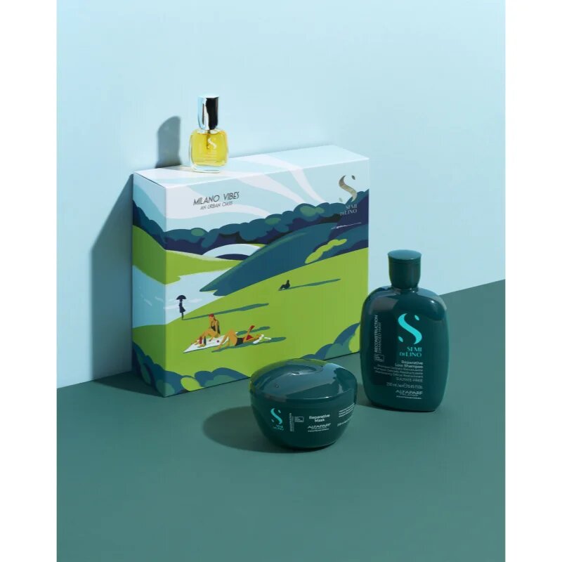 Alfaparf Milano Semi di Lino Reconstruction Holiday Kit darilni set za poškodovane lase 3 kos