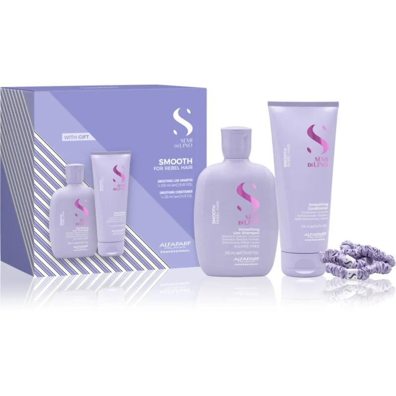 Alfaparf Milano Semi di Lino Smooth Duo Kit darilni set za neobvladljive lase 3 kos