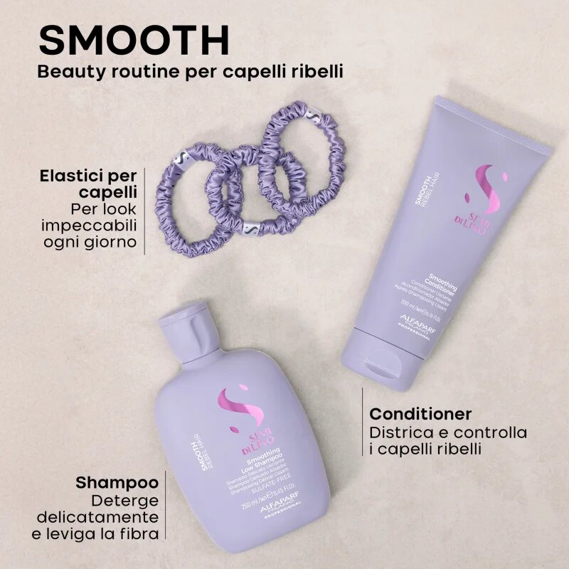 Alfaparf Milano Semi di Lino Smooth Duo Kit darilni set za neobvladljive lase 3 kos