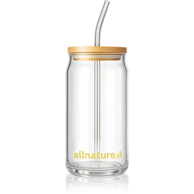 Allnature Glass with Straw steklenica s slamico 1 kos
