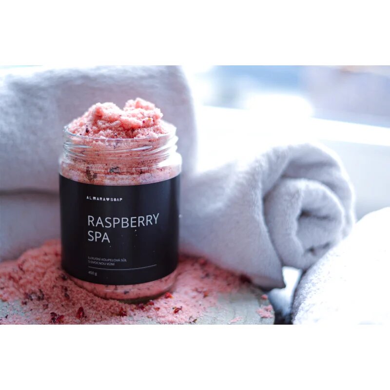 Almara Soap Bath Salt relaksacijska sol za kopel z vonjem Raspberry Spa 450 g