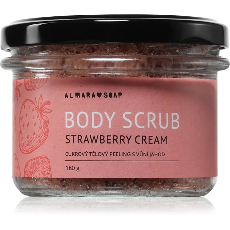 Almara Soap Body Scrub sladkorni piling za telo proti celulitu z vonjem Strawberry Cream 180 g