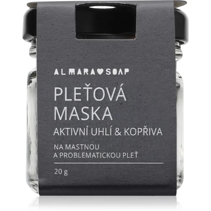 Almara Soap Face Active Charcoal & Nettle maska za obraz za mastno in problematično kožo 20 g
