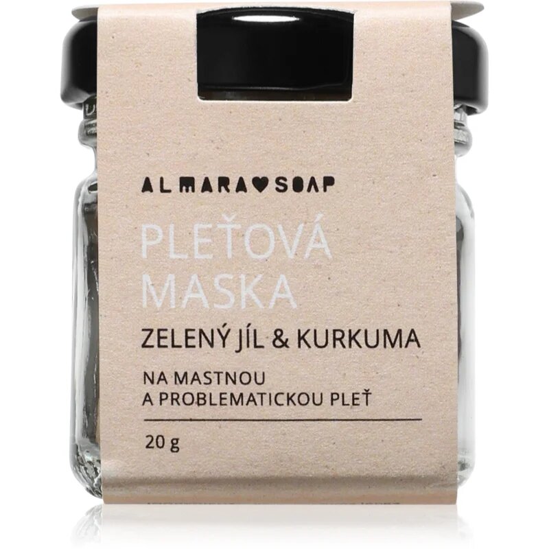 Almara Soap Face Green Clay & Turmeric čistilna maska za obraz za mastno in problematično kožo 20 g