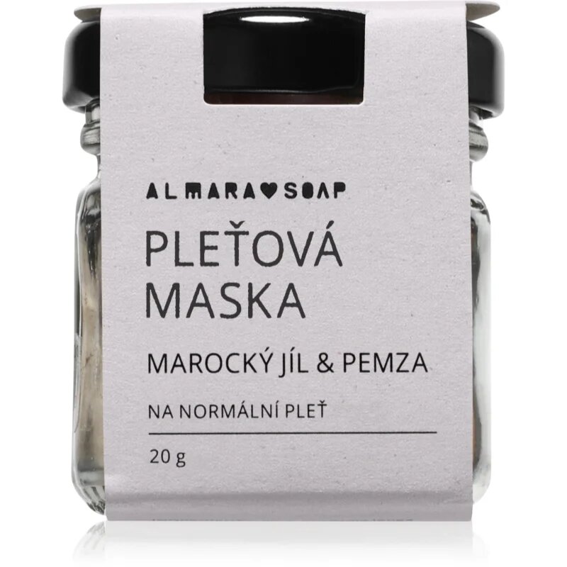 Almara Soap Face Moroccan Clay & Pumice piling maska za obraz za normalno kožo 20 g