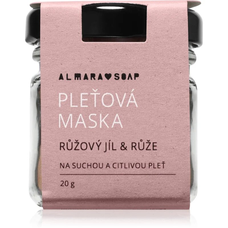 Almara Soap Face Pink Clay & Rose pomirjajoča maska za obraz za zelo suho in občutljivo kožo 20 g