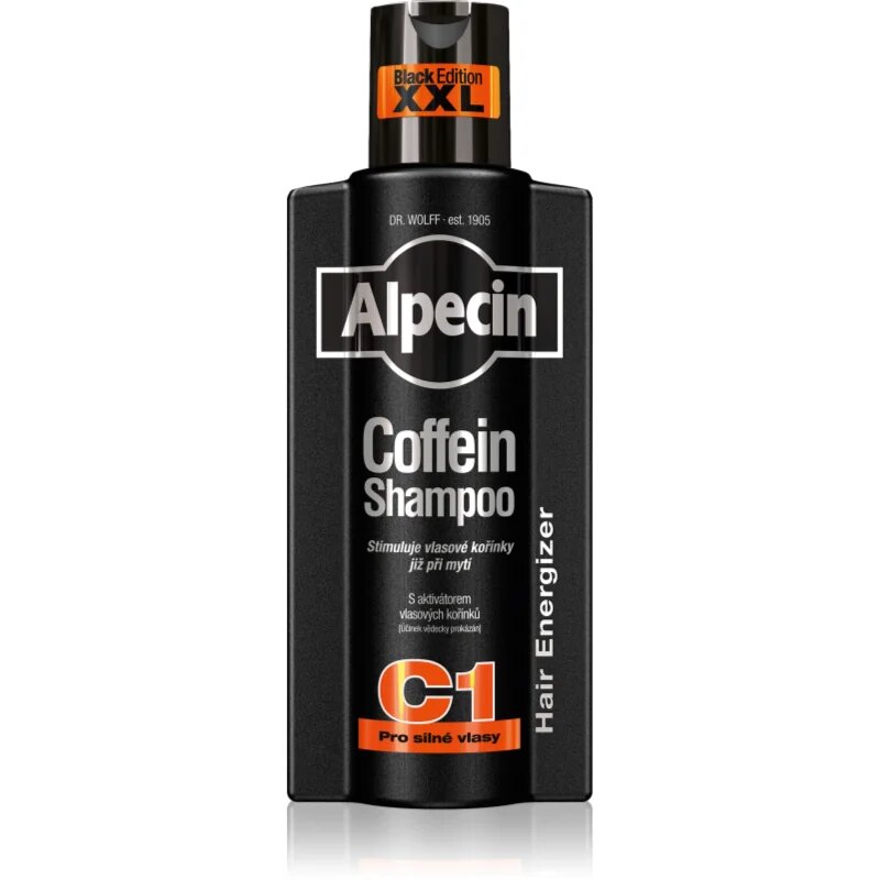 Alpecin Coffein Shampoo C1 Black Edition šampon s kofeinom za moške za spodbujanje rasti las 375 ml