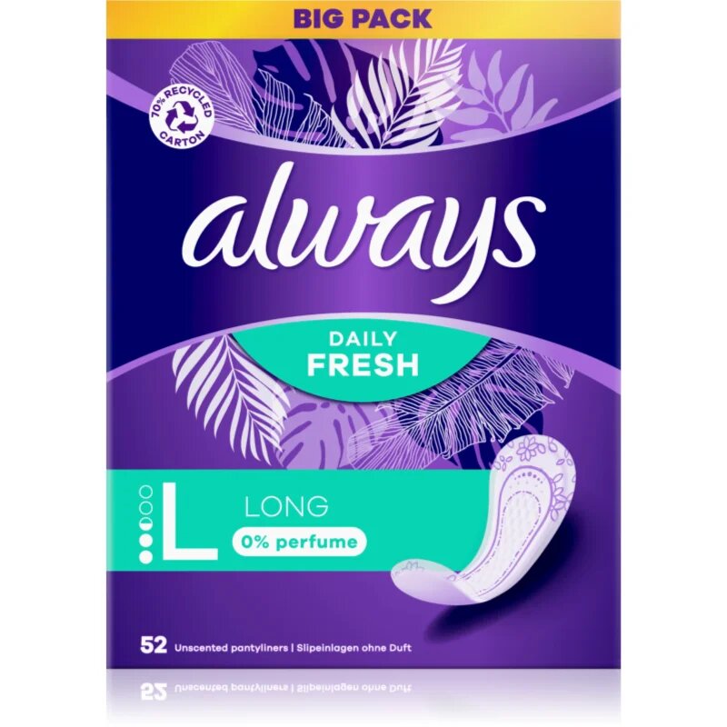 Always Daily Fresh Long dnevni vložki brez dodanih dišav 52 kos