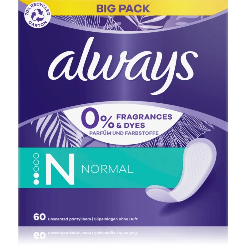 Always Daily Fresh Normal dnevni vložki brez dodanih dišav 60 kos