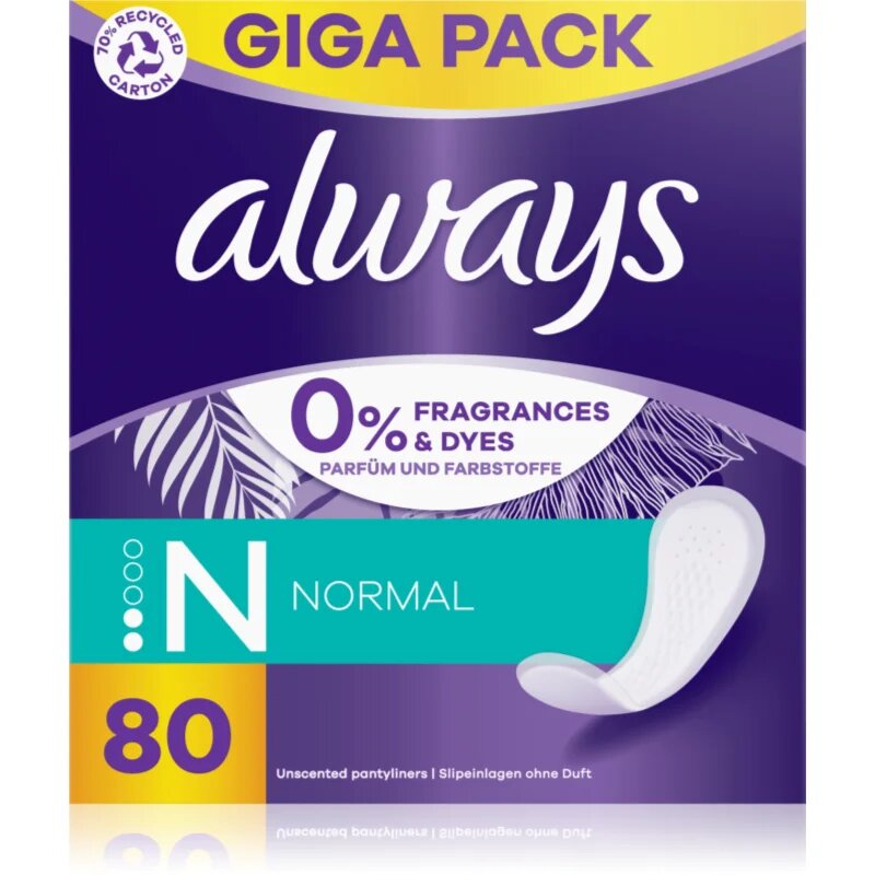 Always Daily Fresh Normal dnevni vložki brez dodanih dišav 80 kos