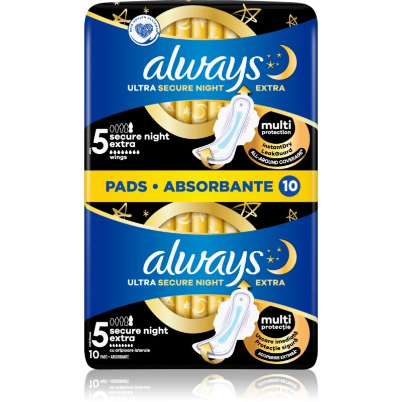 Always Ultra Secure Night Extra vložki 10 kos
