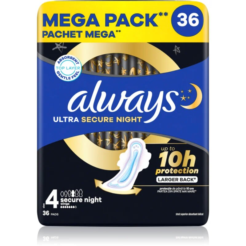 Always Ultra Secure Night Size 4 vložki za noč 36 kos