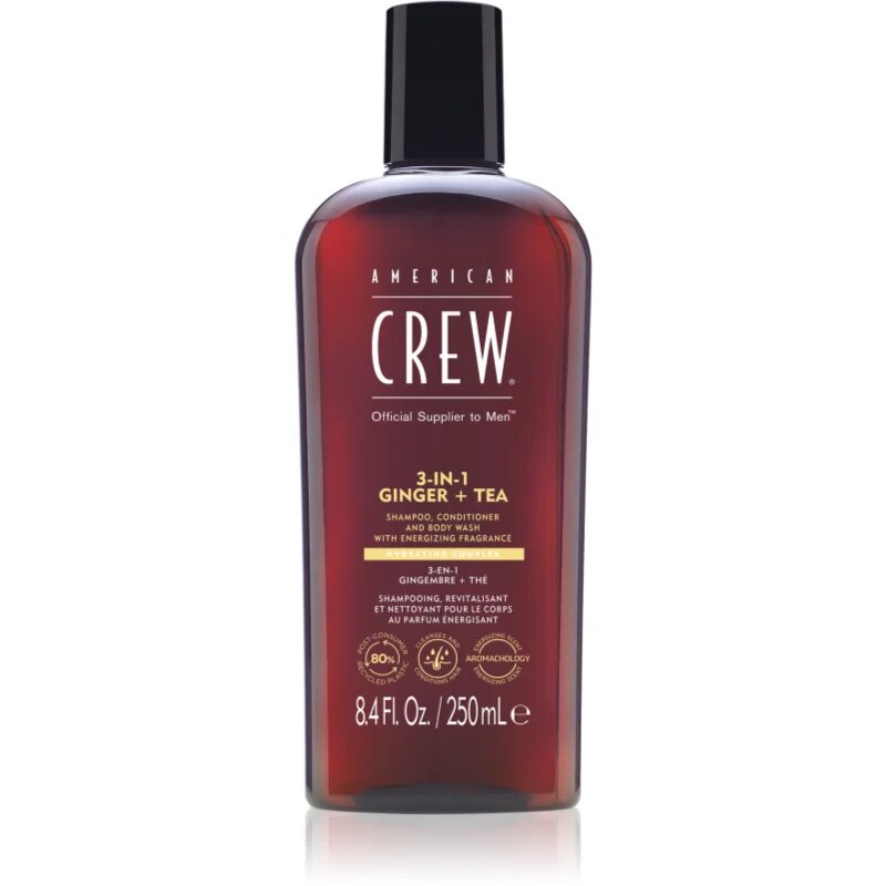 American Crew 3 in 1 Ginger + Tea 3 v 1 šampon balzam in gel za prhanje za moške 250 ml