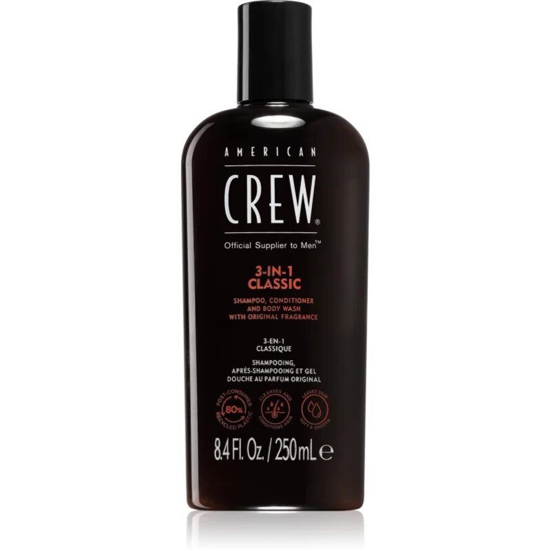 American Crew Hair & Body 3-IN-1 šampon balzam in gel za prhanje 3v1 za moške 1000 ml