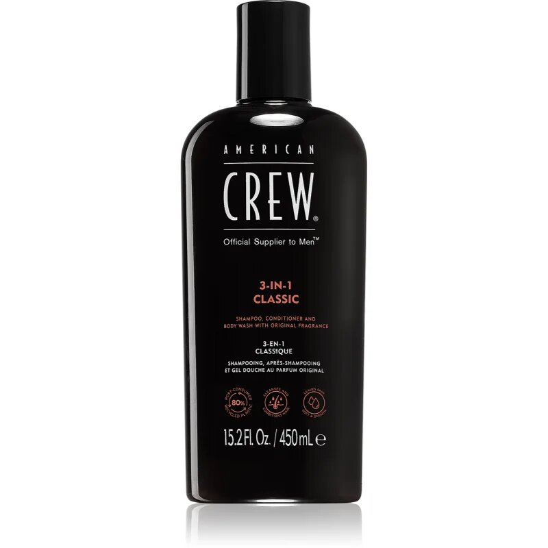 American Crew Hair & Body 3-IN-1 šampon balzam in gel za prhanje 3v1 za moške 450 ml