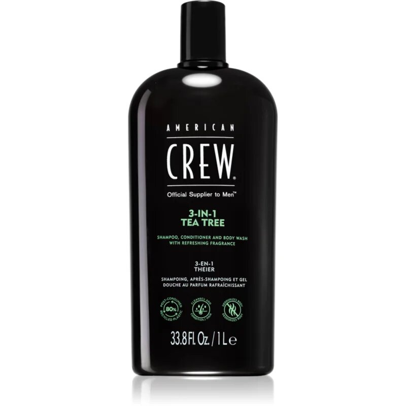 American Crew Hair & Body 3-IN-1 Tea Tree šampon balzam in gel za prhanje 3v1 za moške 1000 ml