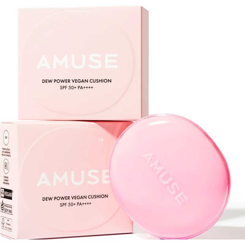 AMUSE Dew Power Vegan Cushion dolgoobstojni tekoči puder v gobici za posvetlitev in zgladitev kože odtenek 1.5 Natural 15 g