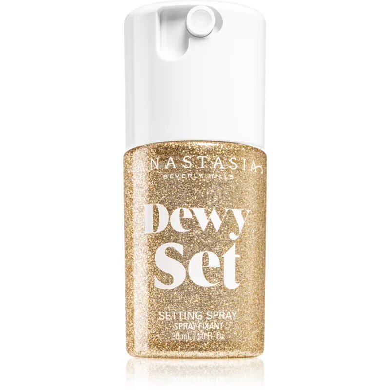 Anastasia Beverly Hills Dewy Set Setting Spray Mini posvetlitvena meglica za obraz z vonjem Coconut & Vanilla 30 ml