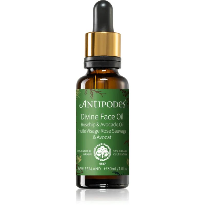 Antipodes Divine Face Oil Rosehip & Avocado Oil zaščitni serum proti prvim znakom staranja kože 30 ml