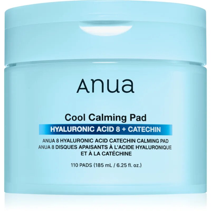 Anua 8 Hyaluronic Acid Catechin Calming Pad pomirjajoče blazinice s hladilnim učinkom 110 kos