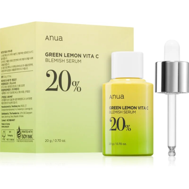 Anua Green Lemon Vita C Blemish Serum posvetlitveni serum z vitaminom C za problematično kožo akne 20 ml