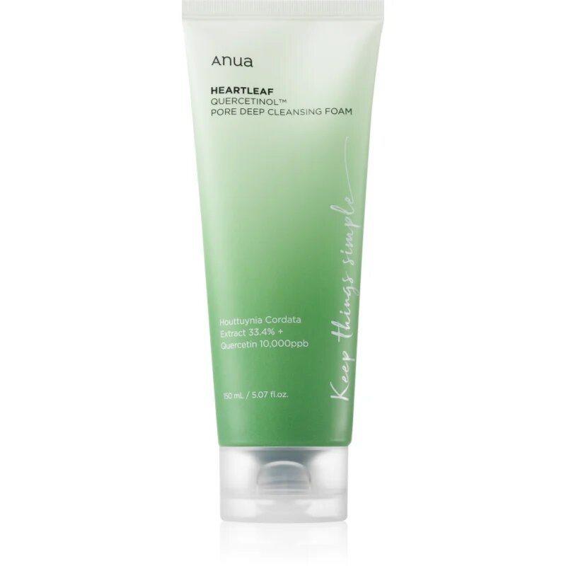 Anua Heartleaf Quercetinol Pore Deep Cleansing Foam globinsko čistilna pena za mastno in mešano kožo 150 ml