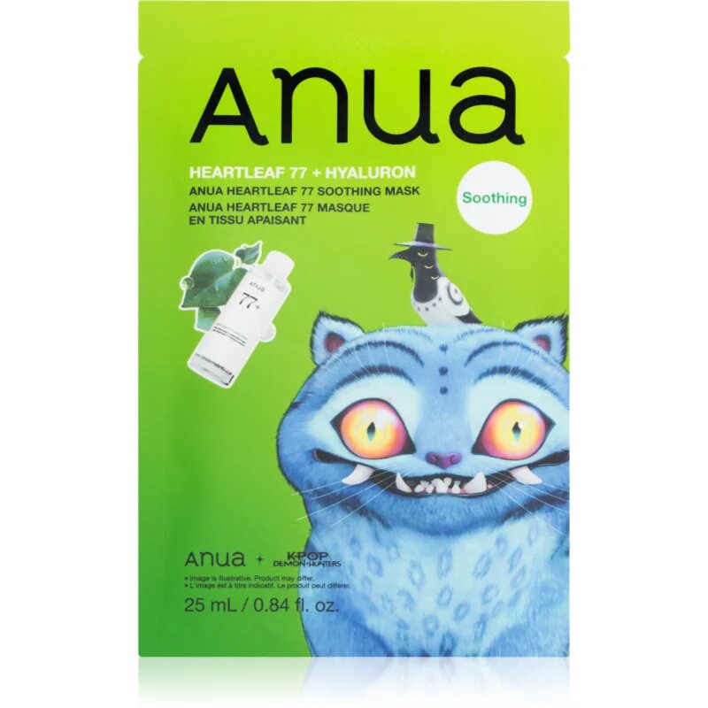 Anua K-Pop Demon Hunters Heartleaf 77% Soothing Mask vlažilna tekstilna maska s pomirjajočim učinkom 25 ml