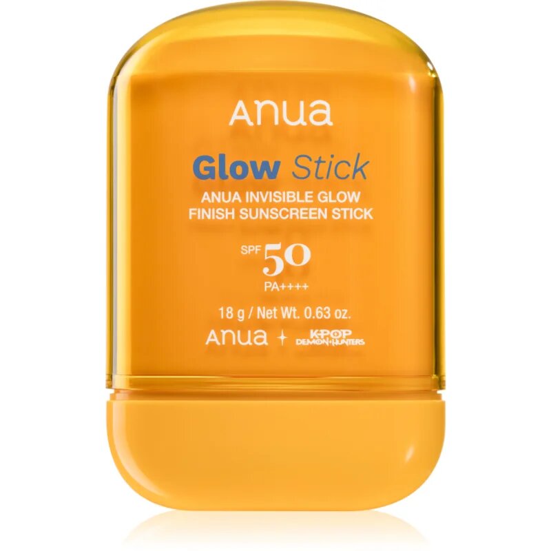 Anua K-Pop Demon Hunters Invisible Glow Finish Sunscreen zaščitna vlažilna paličica s posvetlitvenim učinkom SPF 50 18 g